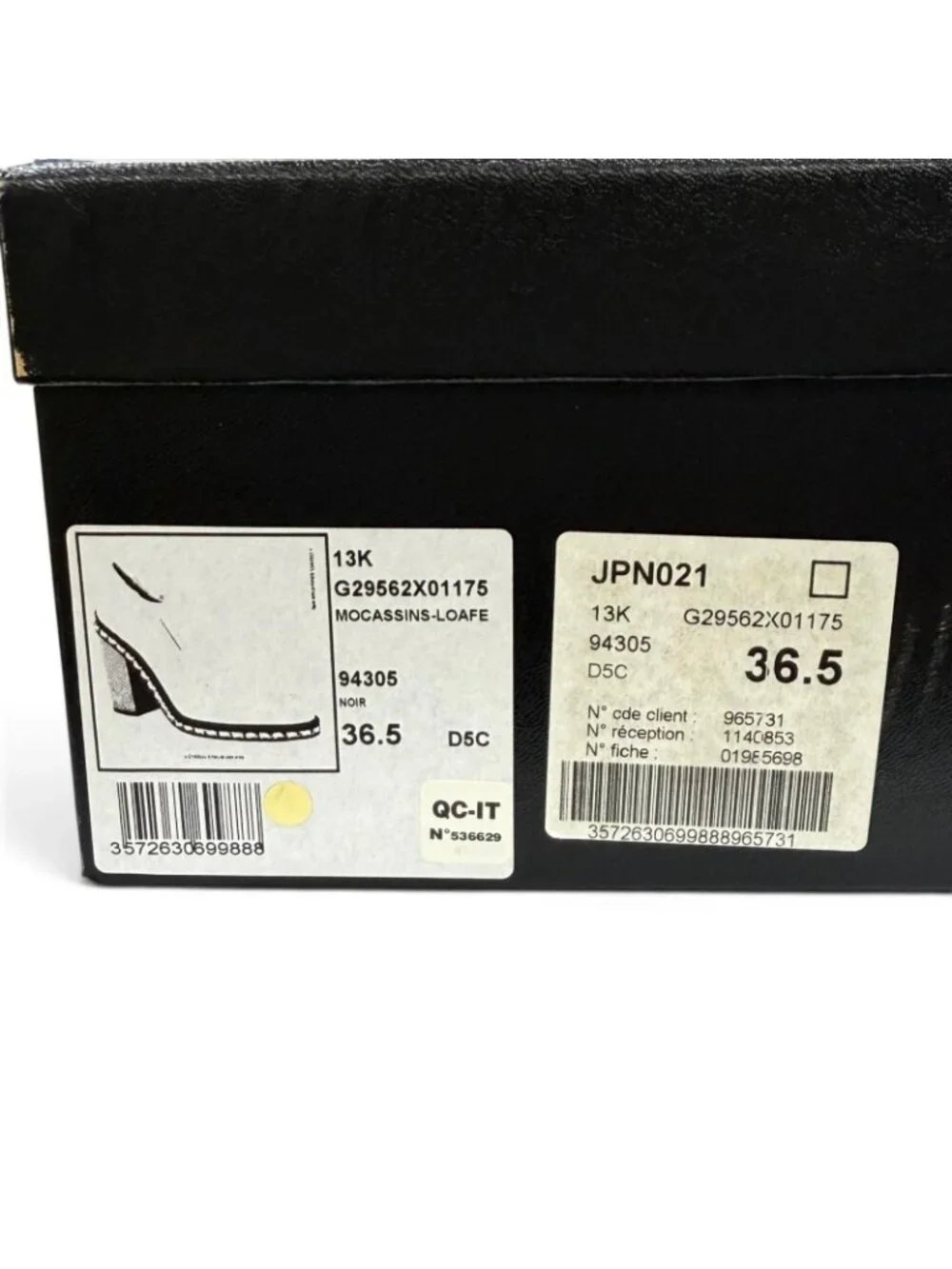 Chanel Leather Loafers Bootie with CC Logo Chain Black Silver 36.5 Boot